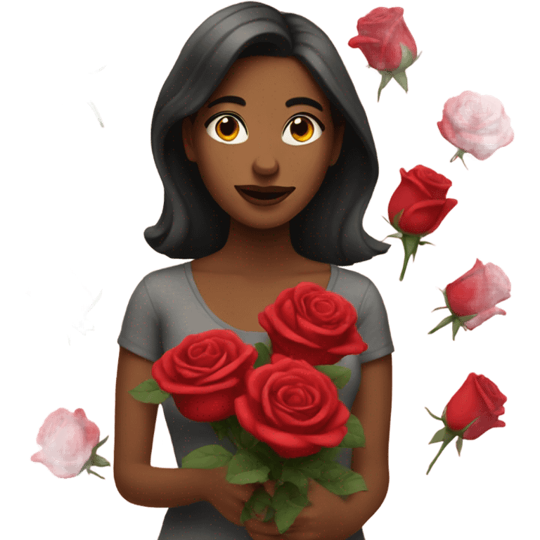 Woman with roses emoji