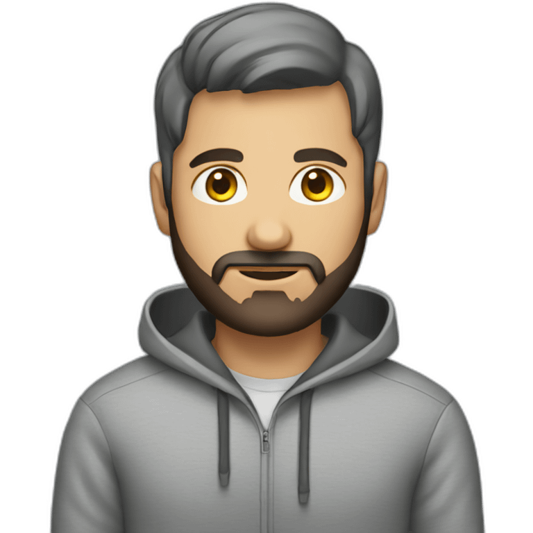 Project manager in a gray hoodie and with a short beard emoji