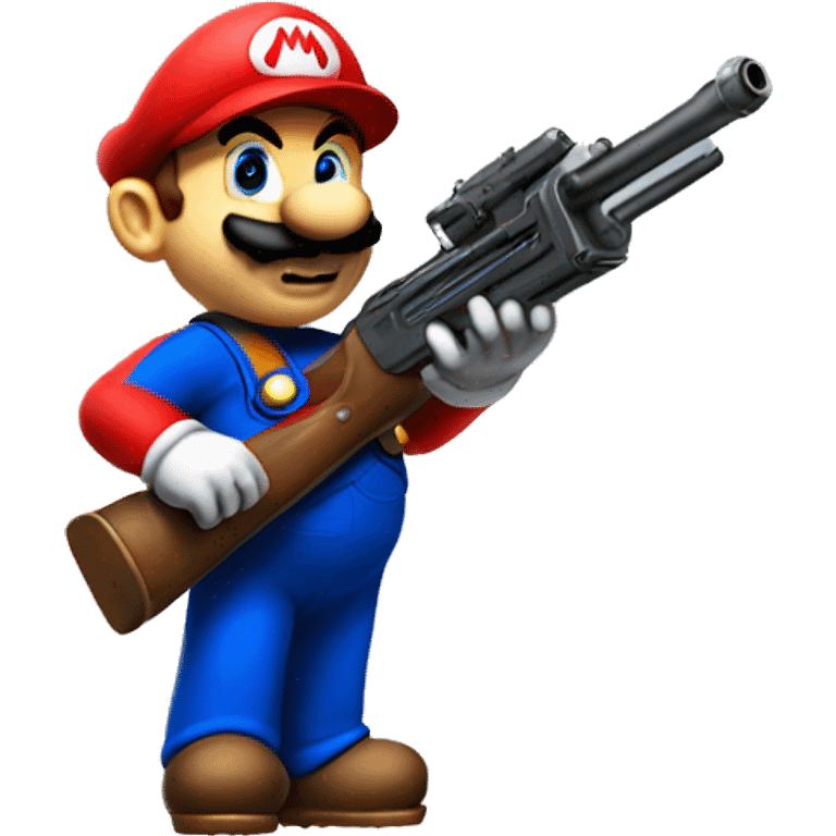 Mario holding a T-Shirt gun emoji