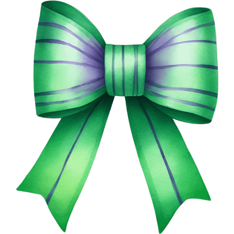 Green watercolor bow with light purple pinstripe emoji