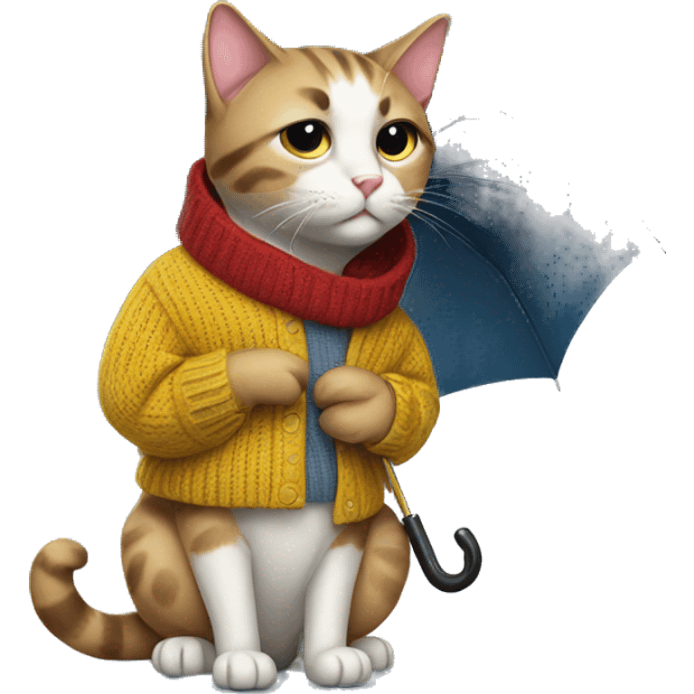 cat in a sweater with an umbrella emoji