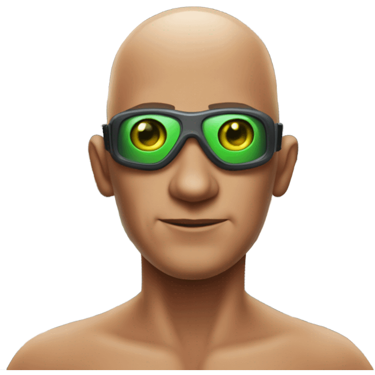 martian barman shirtless and goggles bald emoji