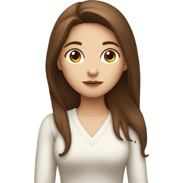 girl with long brown hair and white skin shrugging emoji