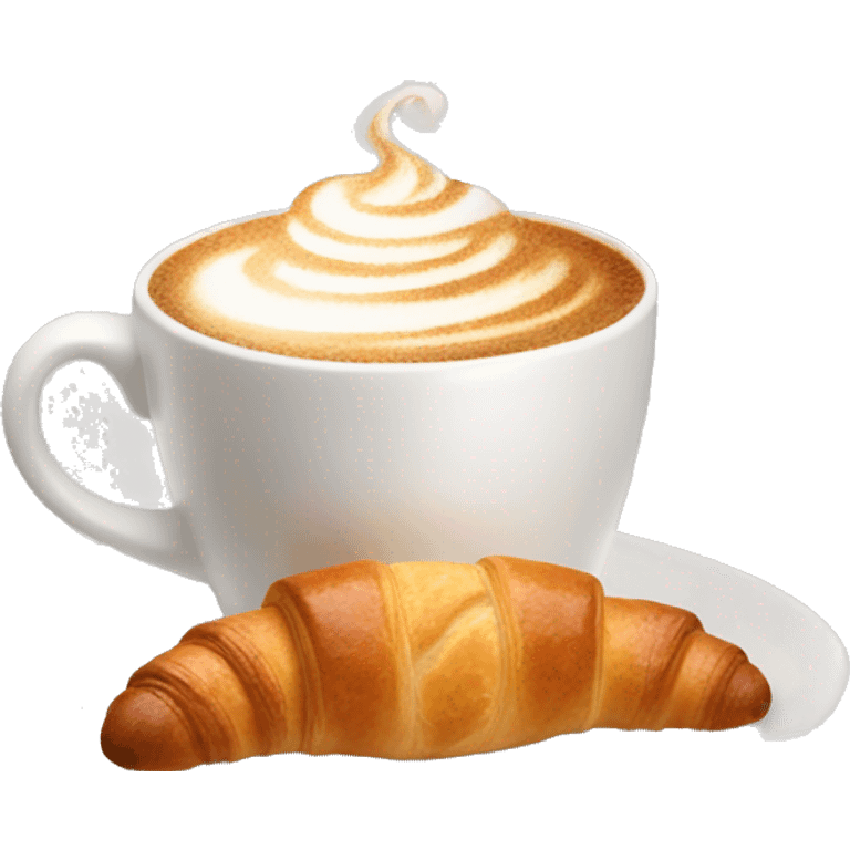 Cup of cappuccino with croissant emoji