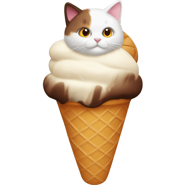 Icecream with fat calico cat emoji