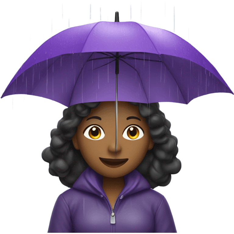 Black women with purple umbrella in the rain emoji