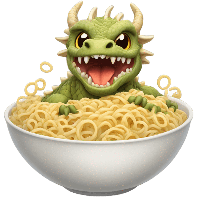 Dragon sobbing ramen noodles emoji