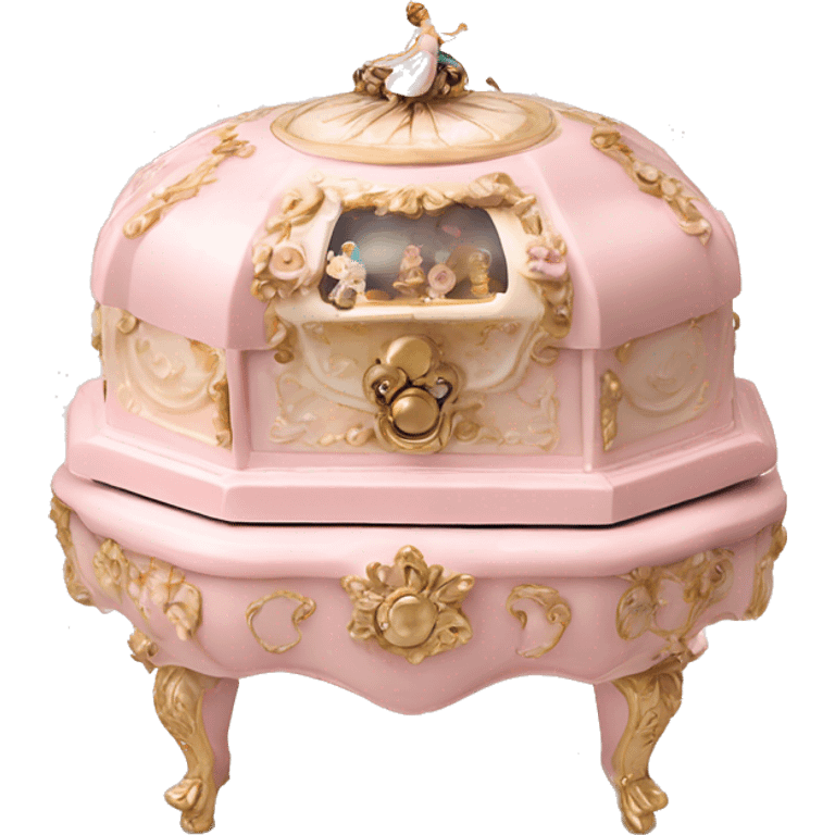 Vintage rococo light pink music box with ballerina emoji