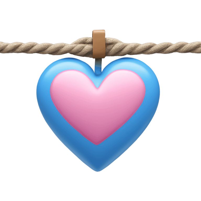 Blue pink heart on rope emoji