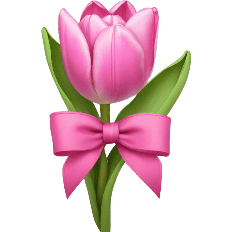 Pink tulips with a bow emoji