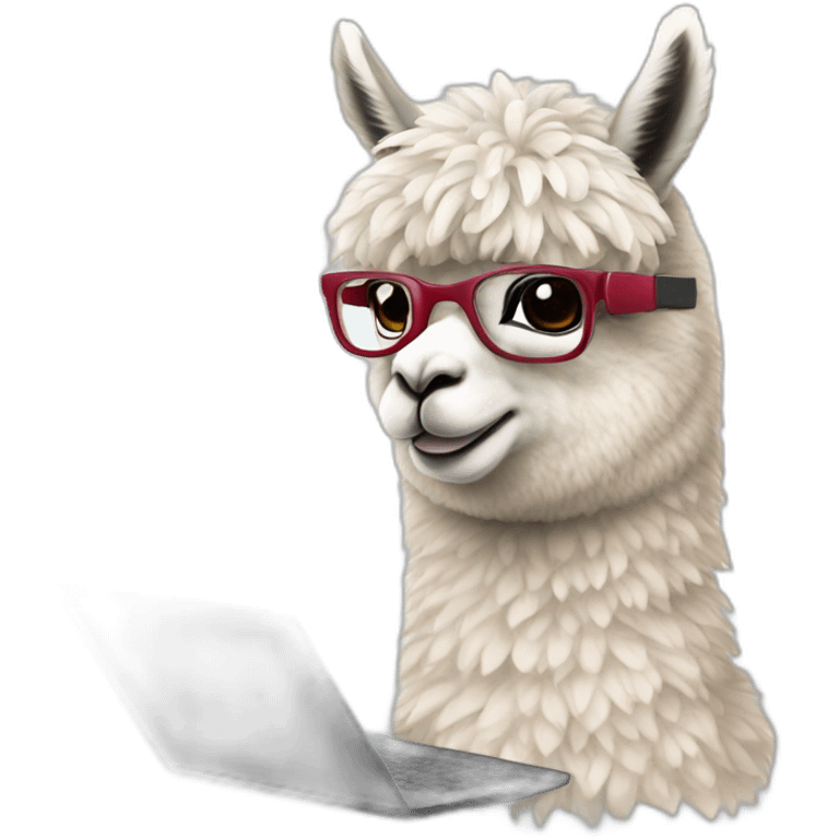 alpaca wearing a headset typing on the PC keyboard emoji