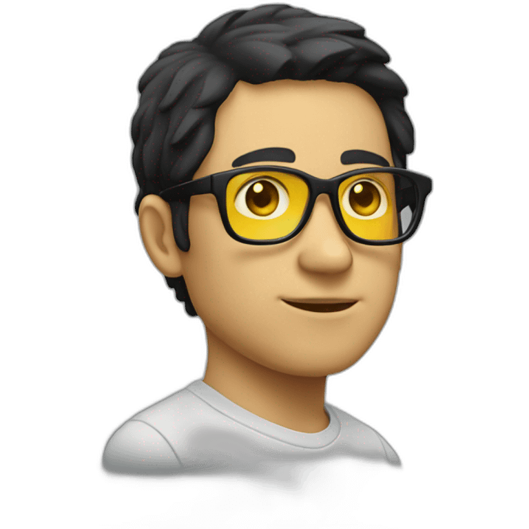 Man with yellow tinted glasses and black hair  emoji