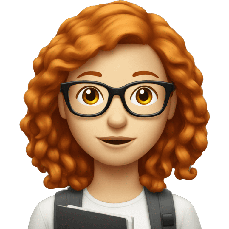 Redhead girl Nerd with glasses and computer emoji