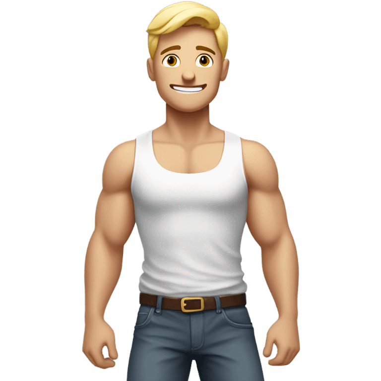 white young muscle man with his hands behind his head in a relaxed pose emoji