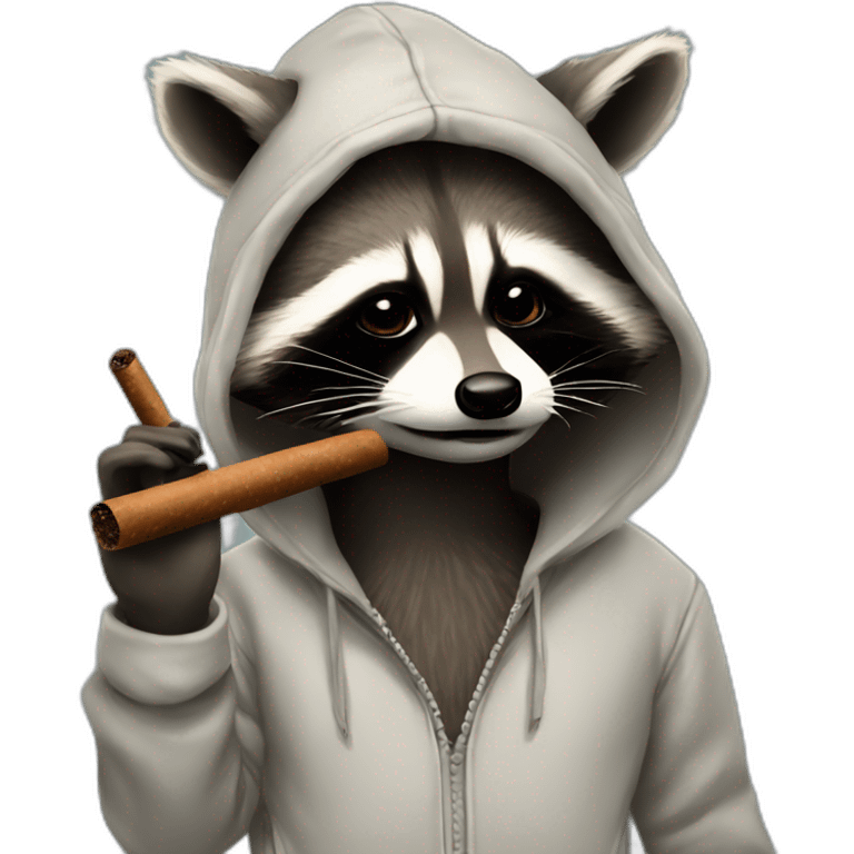 raccoon in a hoodie smoking hand a cigar emoji