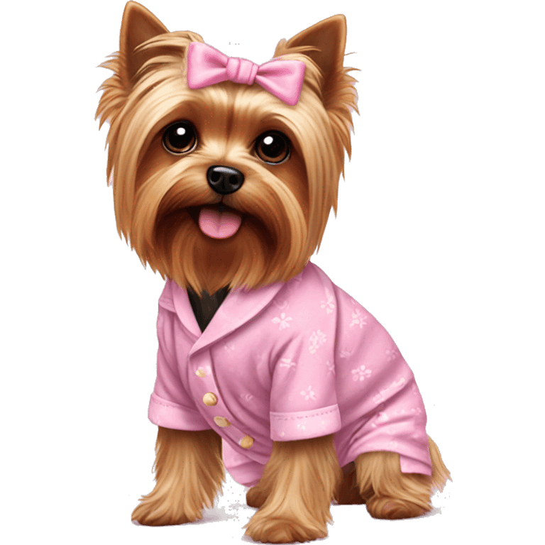 Yorkie wearing pink pajamas  emoji