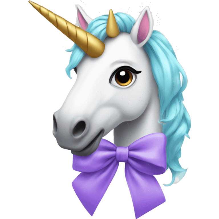 Unicorn with a bow emoji