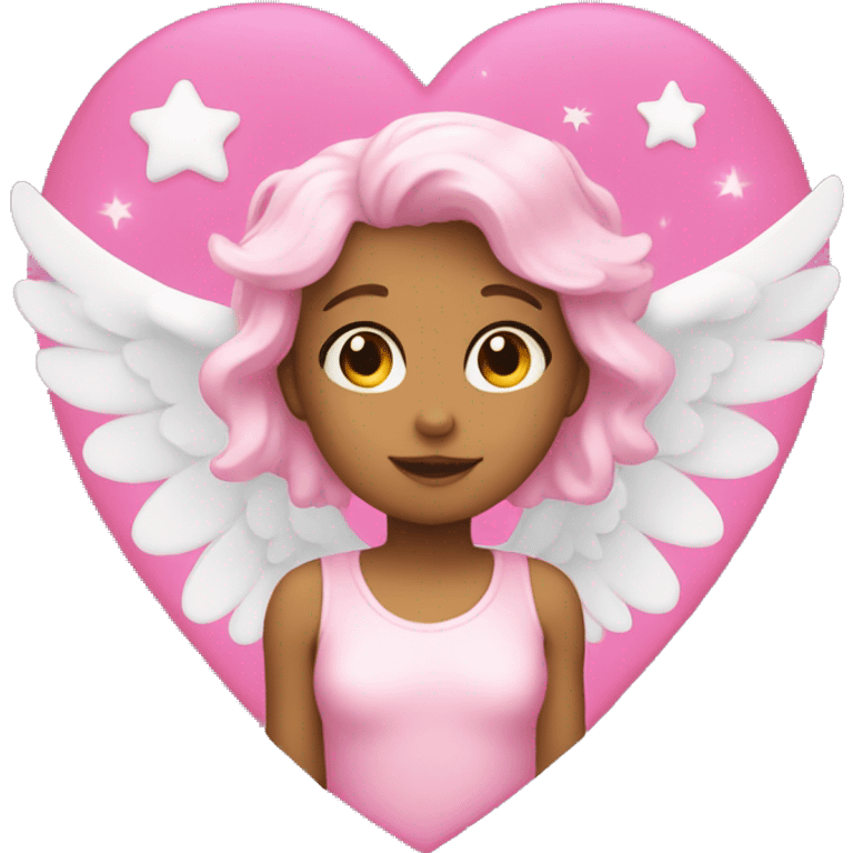 Angel, pink heart, stars emoji