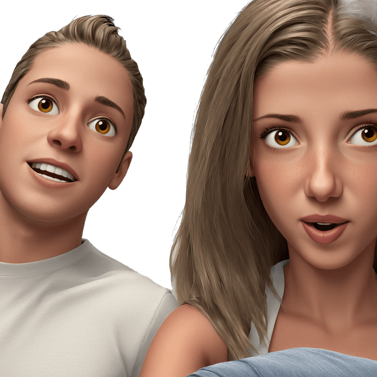 girl and boy in focus emoji