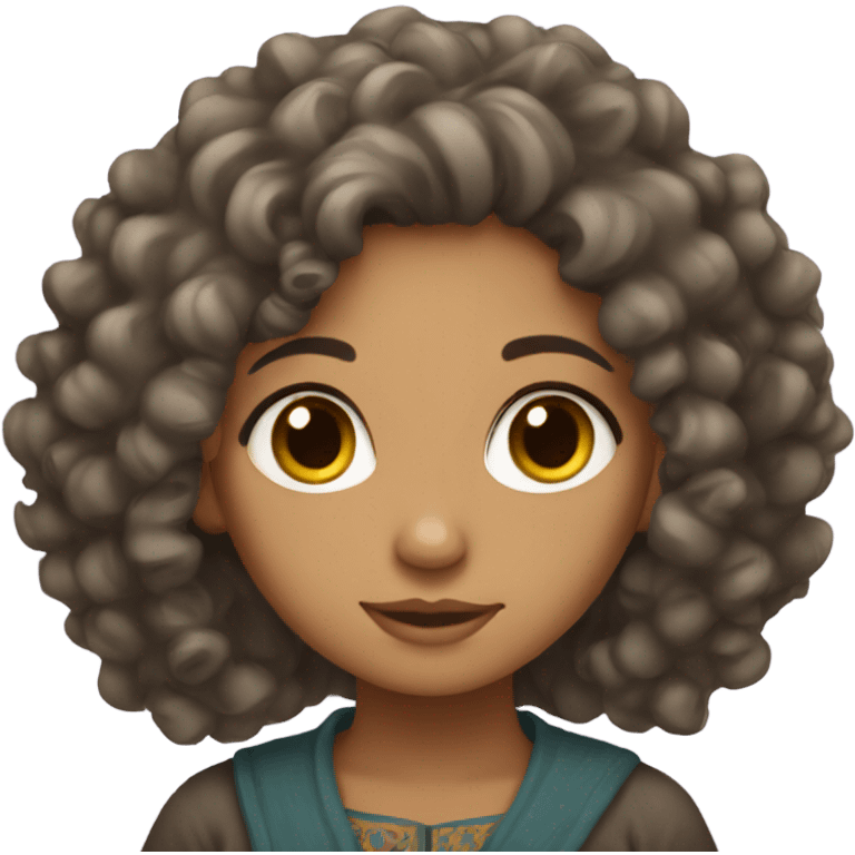 Afghan girl with curly hair emoji