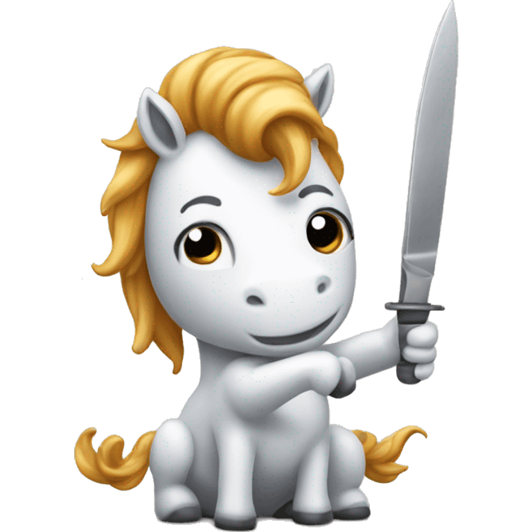 unicorn holding knife emoji