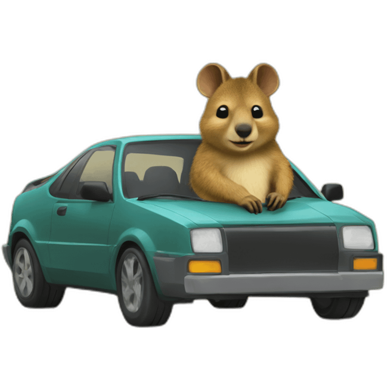 quokka wallaby super driving car emoji