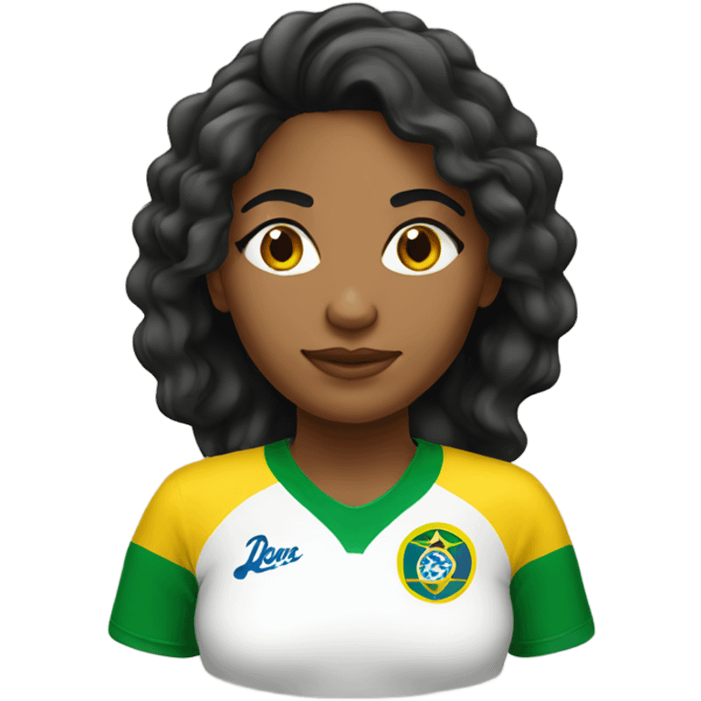 Brazilian women with brazil jersey and hair black emoji