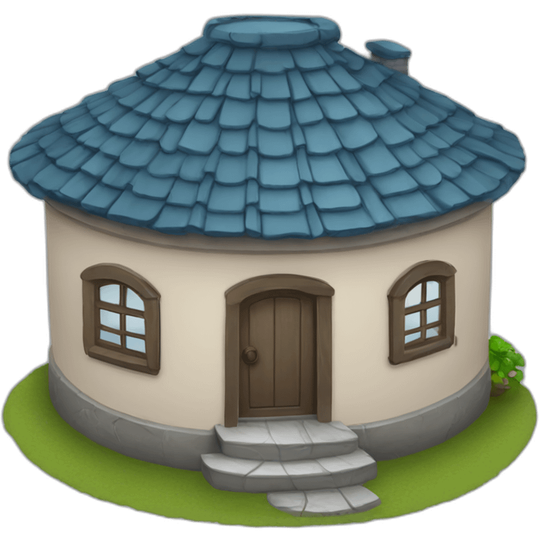 round house with bluw roof emoji