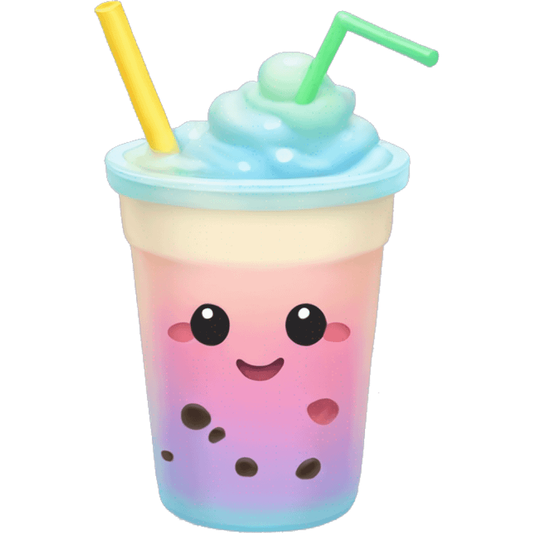 Pastel rainbow boba tea emoji