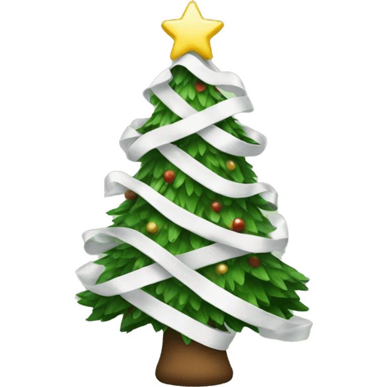 Christmas tree with white ribbons emoji