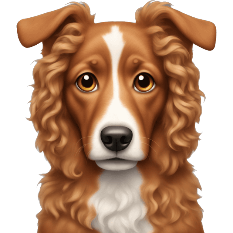 Light red dog with curly hair on ears and a white snout emoji