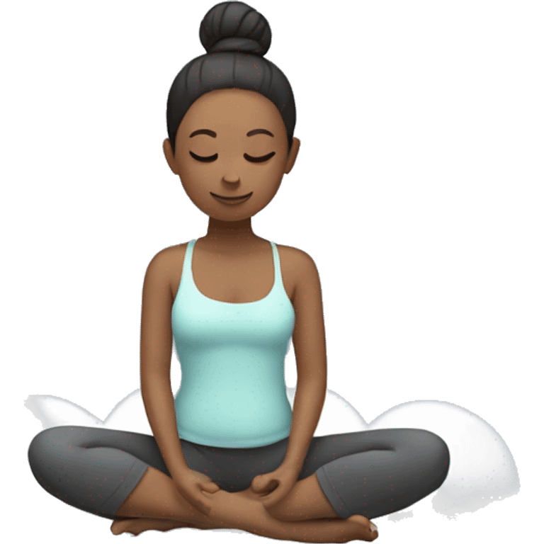 girl does yoga and sits in lotus position on a cloud
 emoji