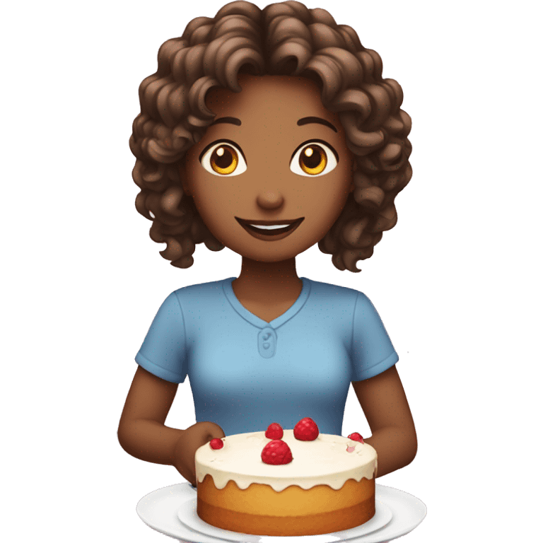 a girl with cake emoji