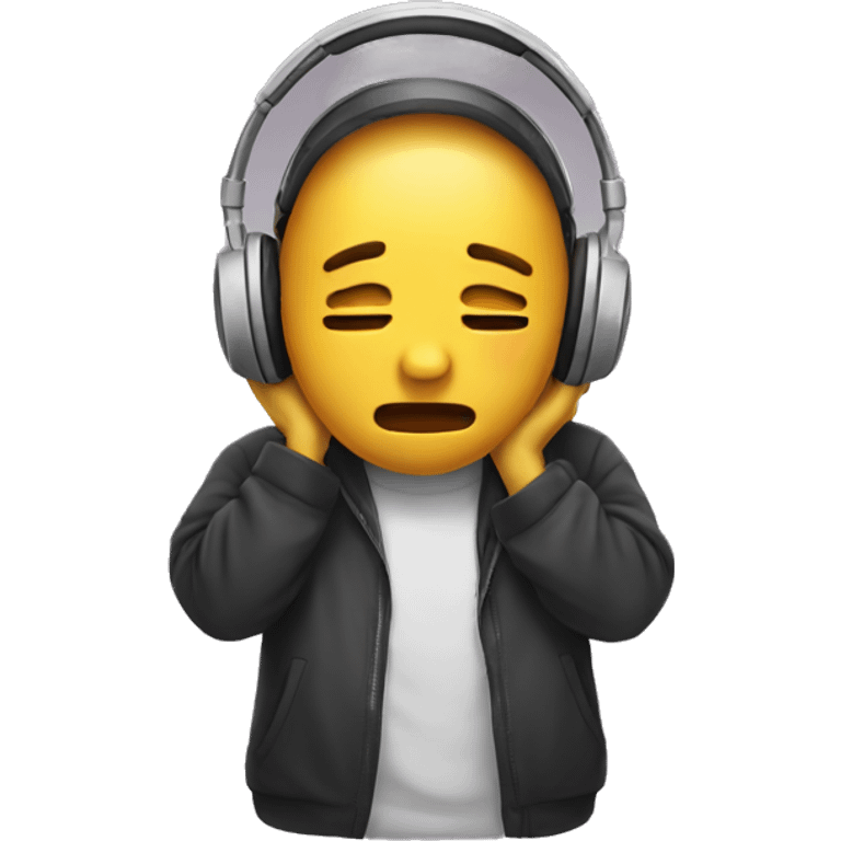 sad emoji wth headphones emoji