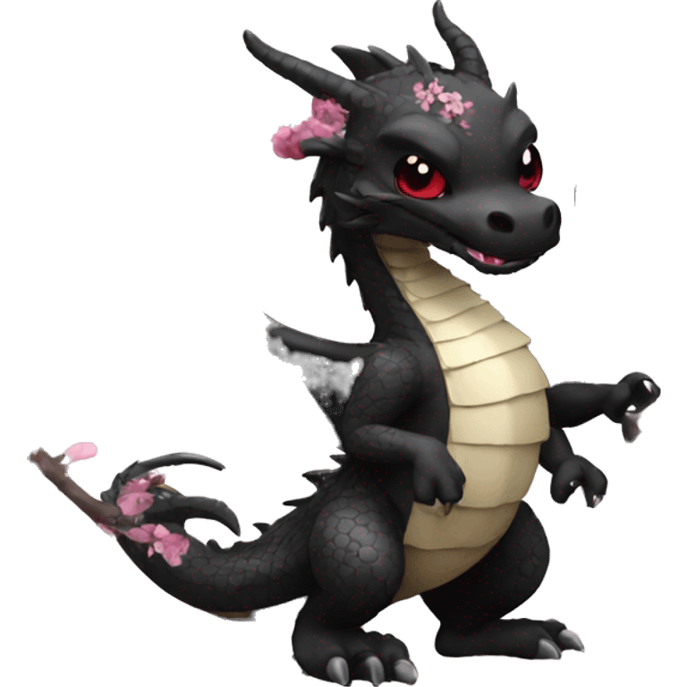 Black Sweet Dragon with Cherry Blossoms emoji