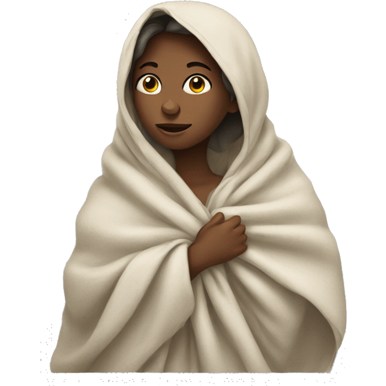 Girl wrapped in blanket emoji