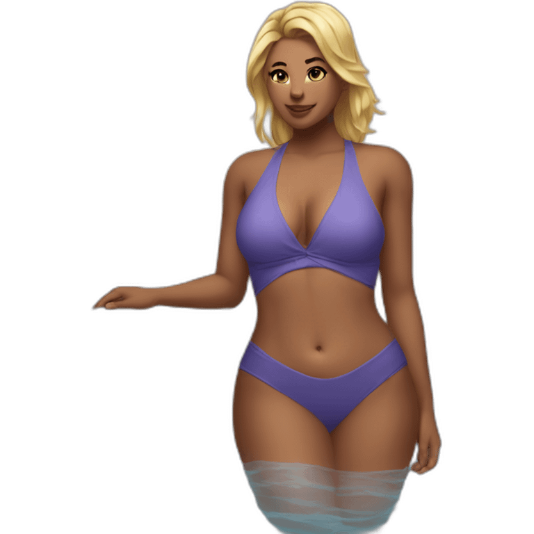 Slim-Thicc caucasian woman swimsuit posing emoji