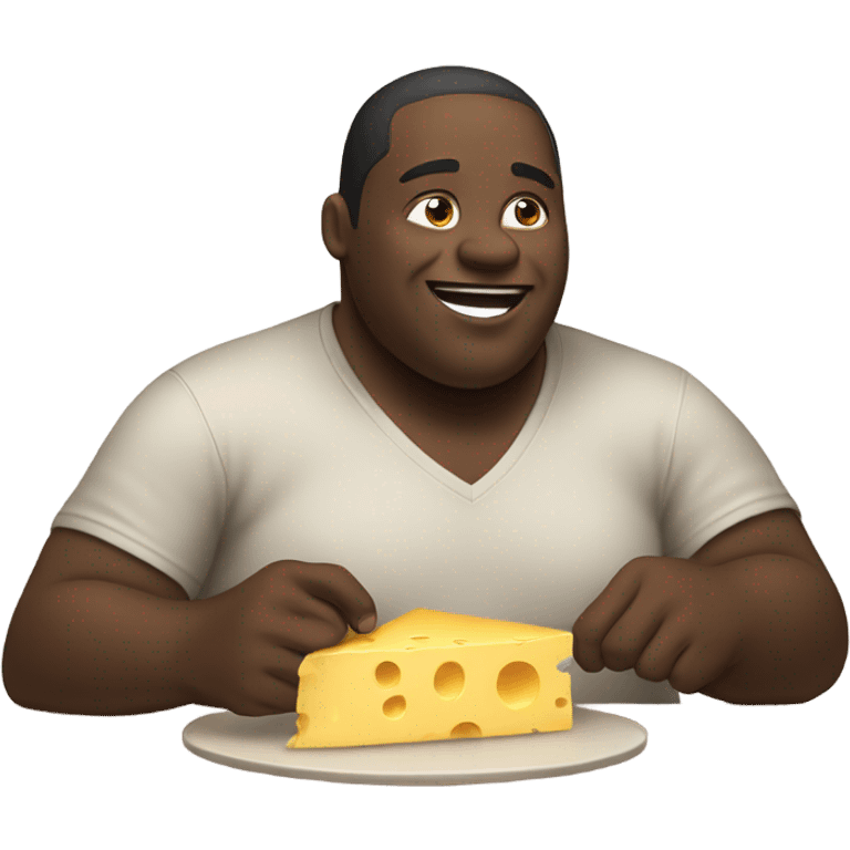 A fat black guy eating cheese emoji