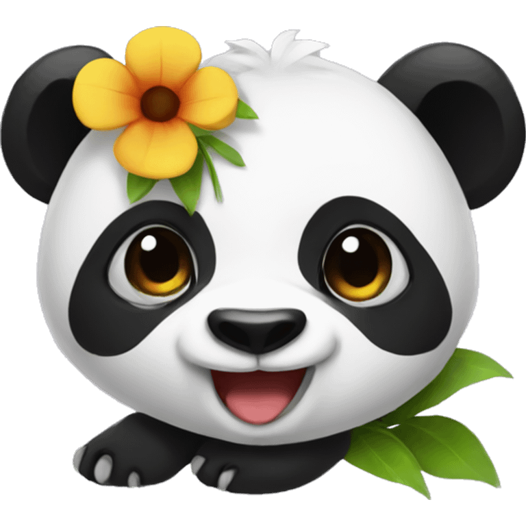 Panda con flor  emoji