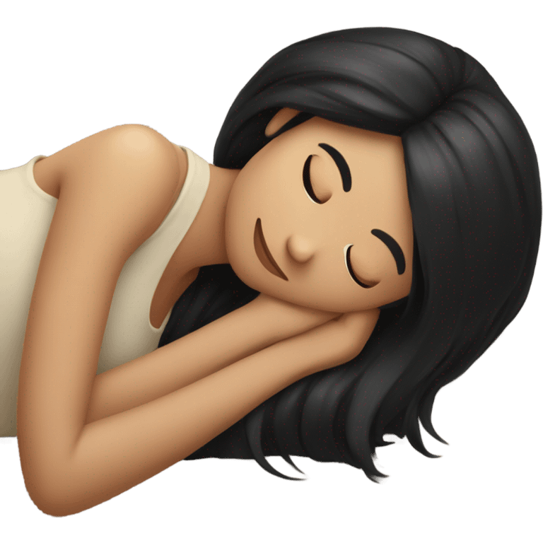 girl with black hair resting emoji