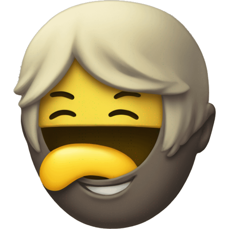 Sfw yellow emoji with yellow bone in its mouth sfw emoji