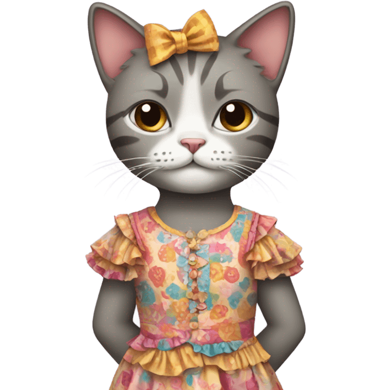 Cat wearing a dress emoji