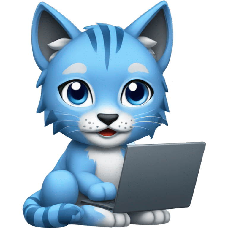 A blue lynx with a laptop emoji