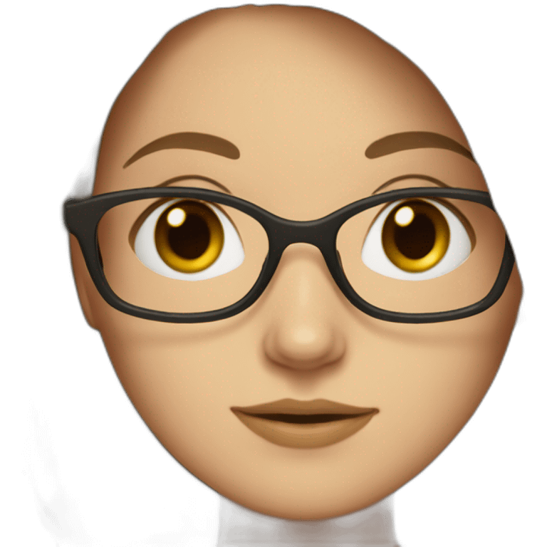 A white Girl with glasses,Brown long hair, grenn dress emoji