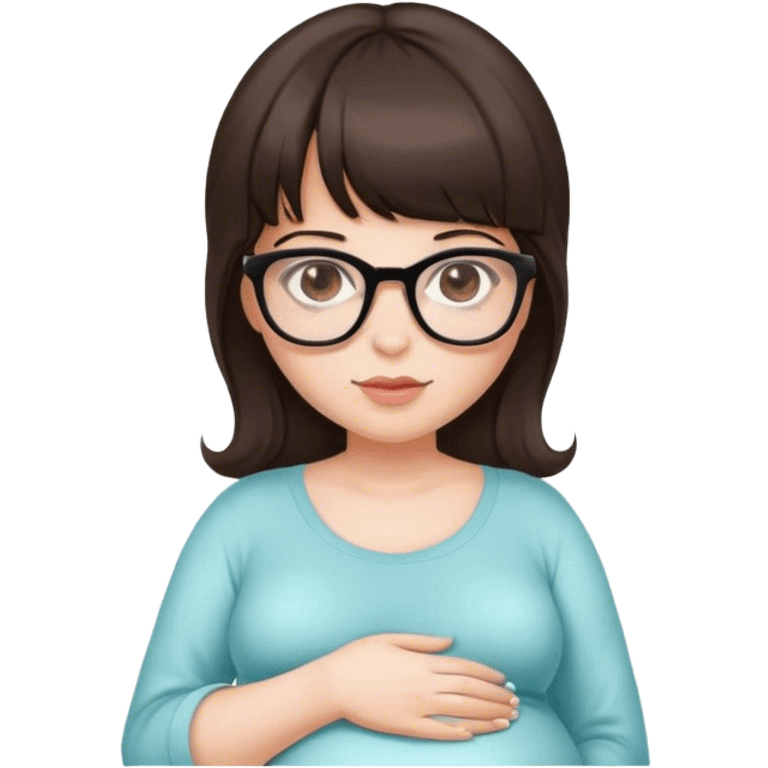 pregnant brunette with glasses and bangs emoji