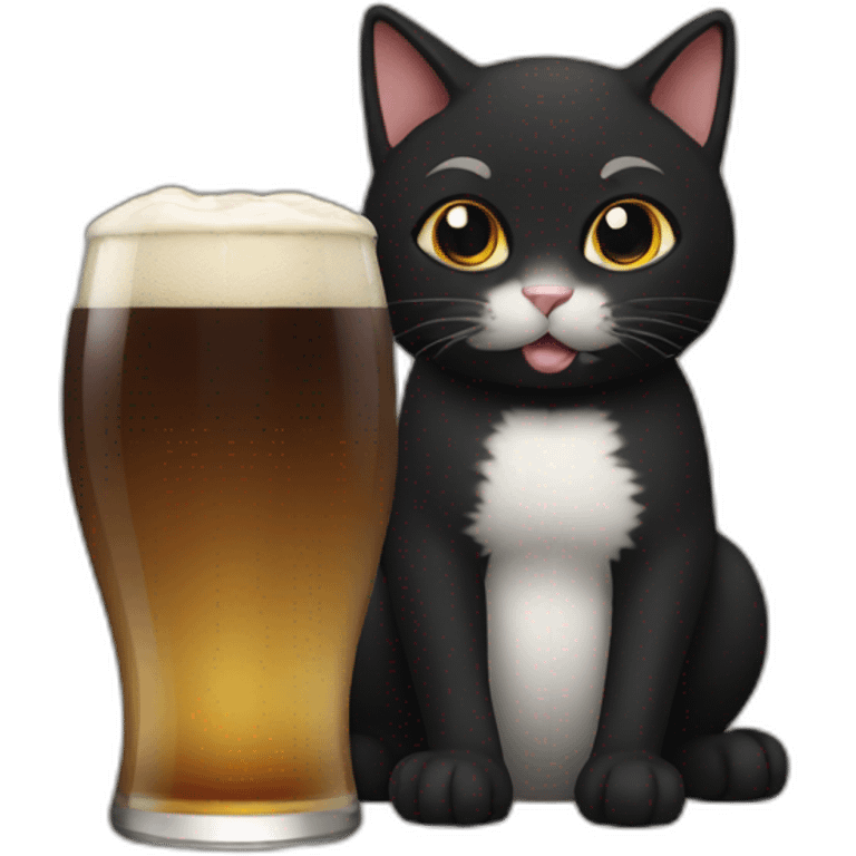 black beer drinking cat emoji