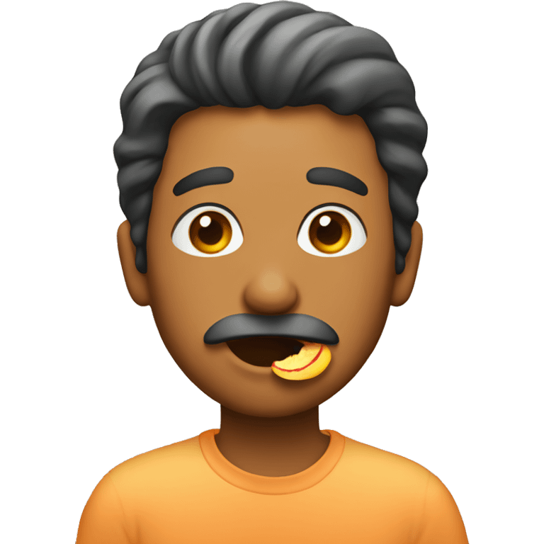 man eating peach emoji