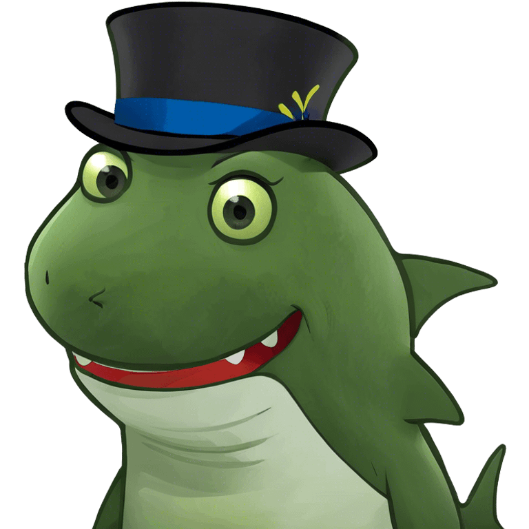 Shark with a top hat emoji