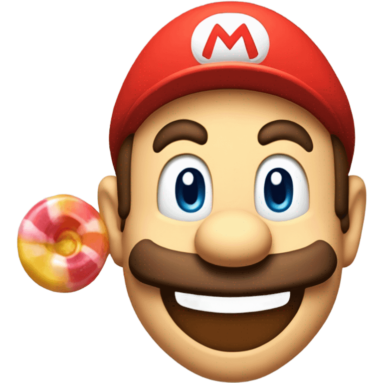 Mario with  a candy in his mouth emoji