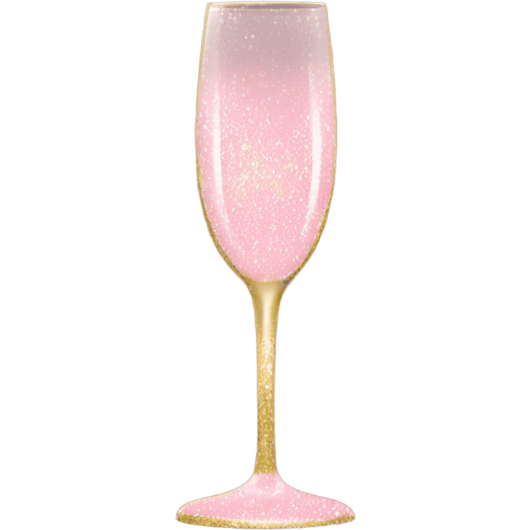 Light Pink glitter champagne glass with gold bow emoji